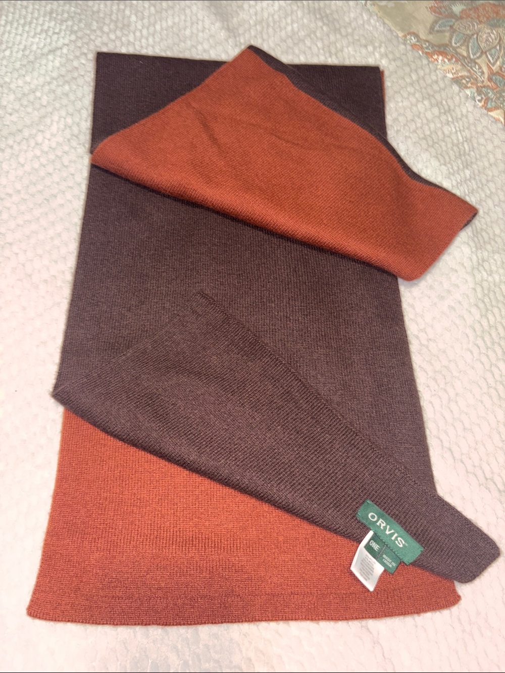 Orvis men’s striped wool blend winter scarf